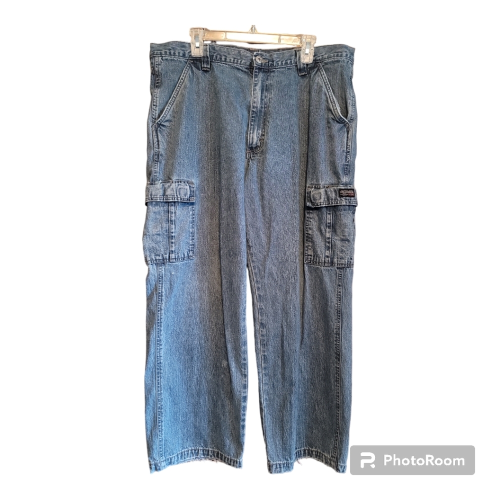 Wrangler jeans 38x28" vintage straight leg large double cargo pockets grunge